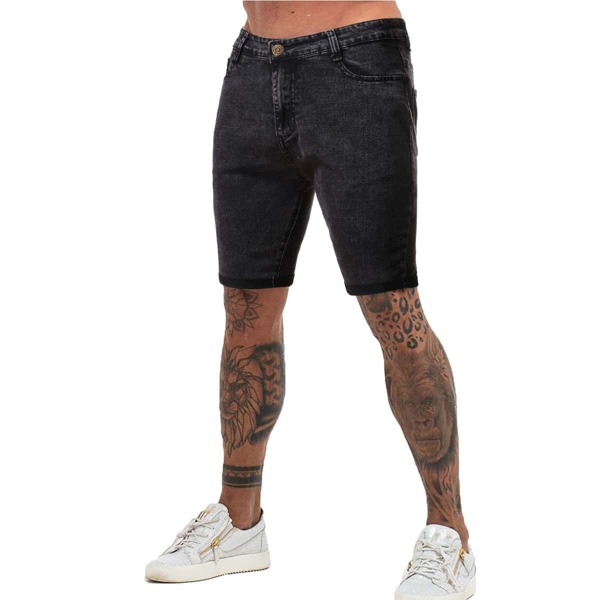 

Men Button Fly Denim Shorts, Black