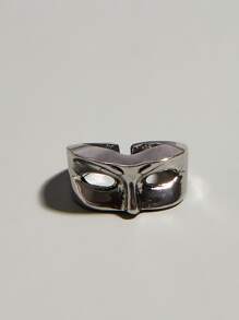 Men Hollow Out Cuff Ring - Silver - View 1