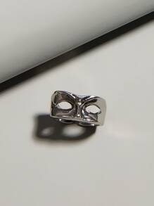 Men Hollow Out Cuff Ring - Silver - View 2