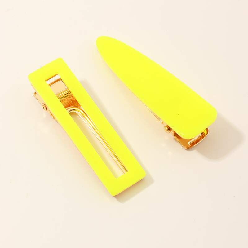 

2pcs Water Drop Hair Clip, Yellow