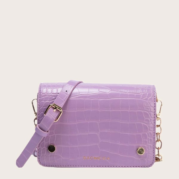 

Croc Embossed Flap Crossbody Bag, Purple