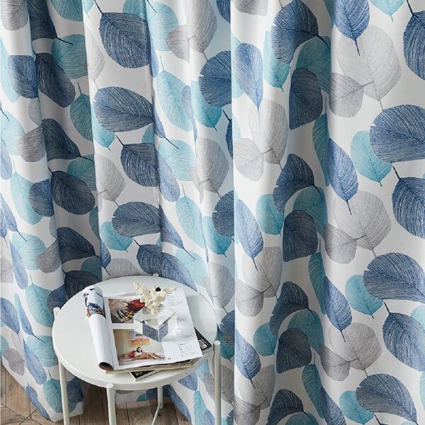 

1pc Leaf Print Curtain, Multicolor