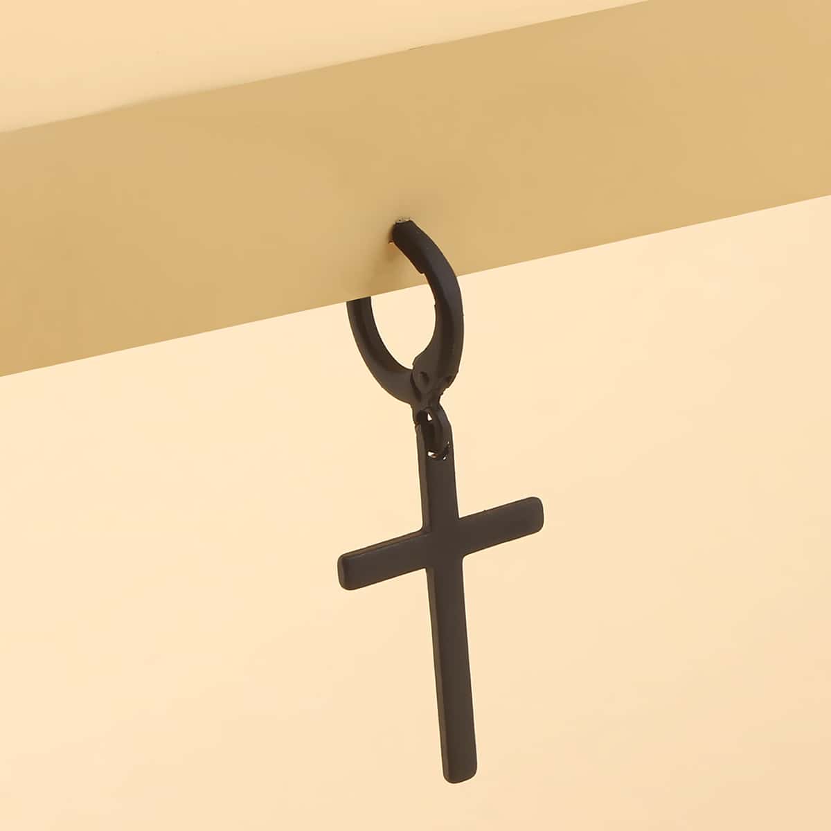 

Guys Cross Shaped Drop Earring 1pc, Black