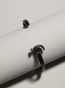 1pc Fashionable Retro Minimalist Men's Metal Hammer Shaped Bracelet, Daily Wear - Black - View 2