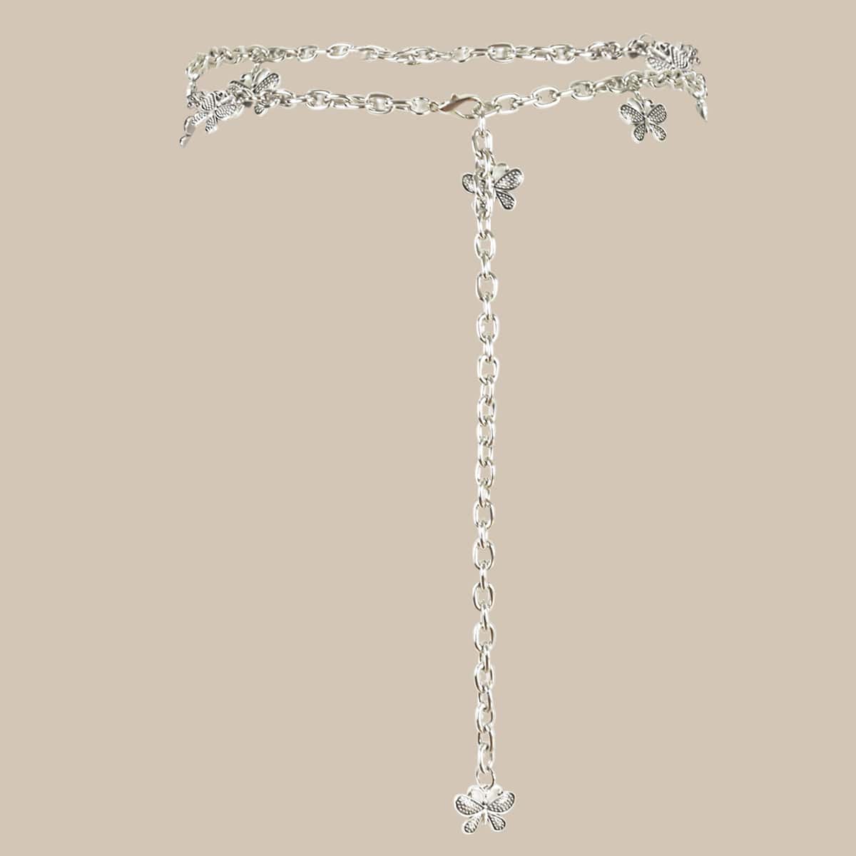 

Butterfly Charm Chain Belt, Silver
