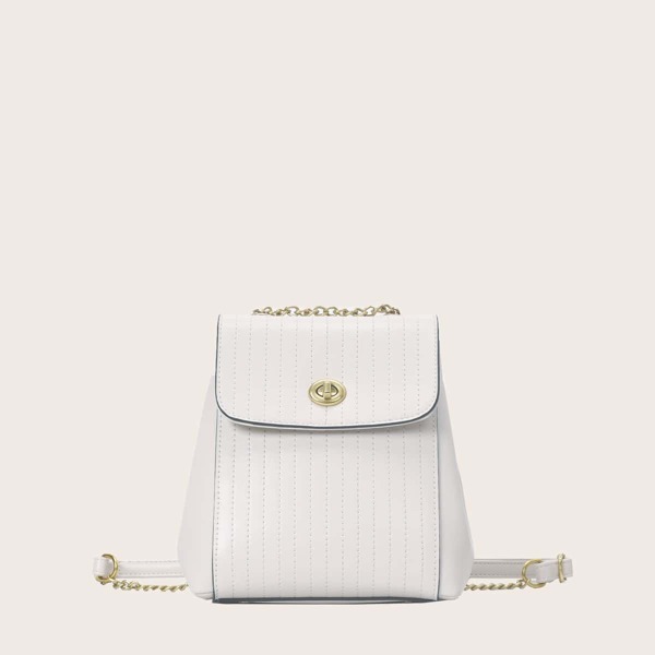 

Stitch Detail Flap Backpack, White