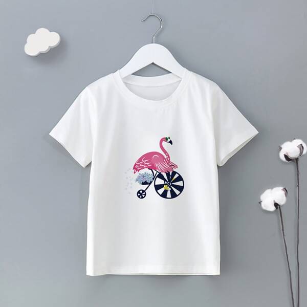 

Toddler Boys Flamingo Print Tee, White