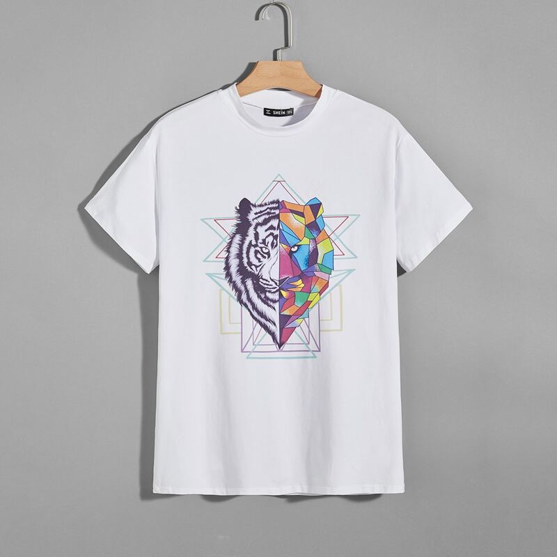 

Men Geo & Animal Print Tee, White