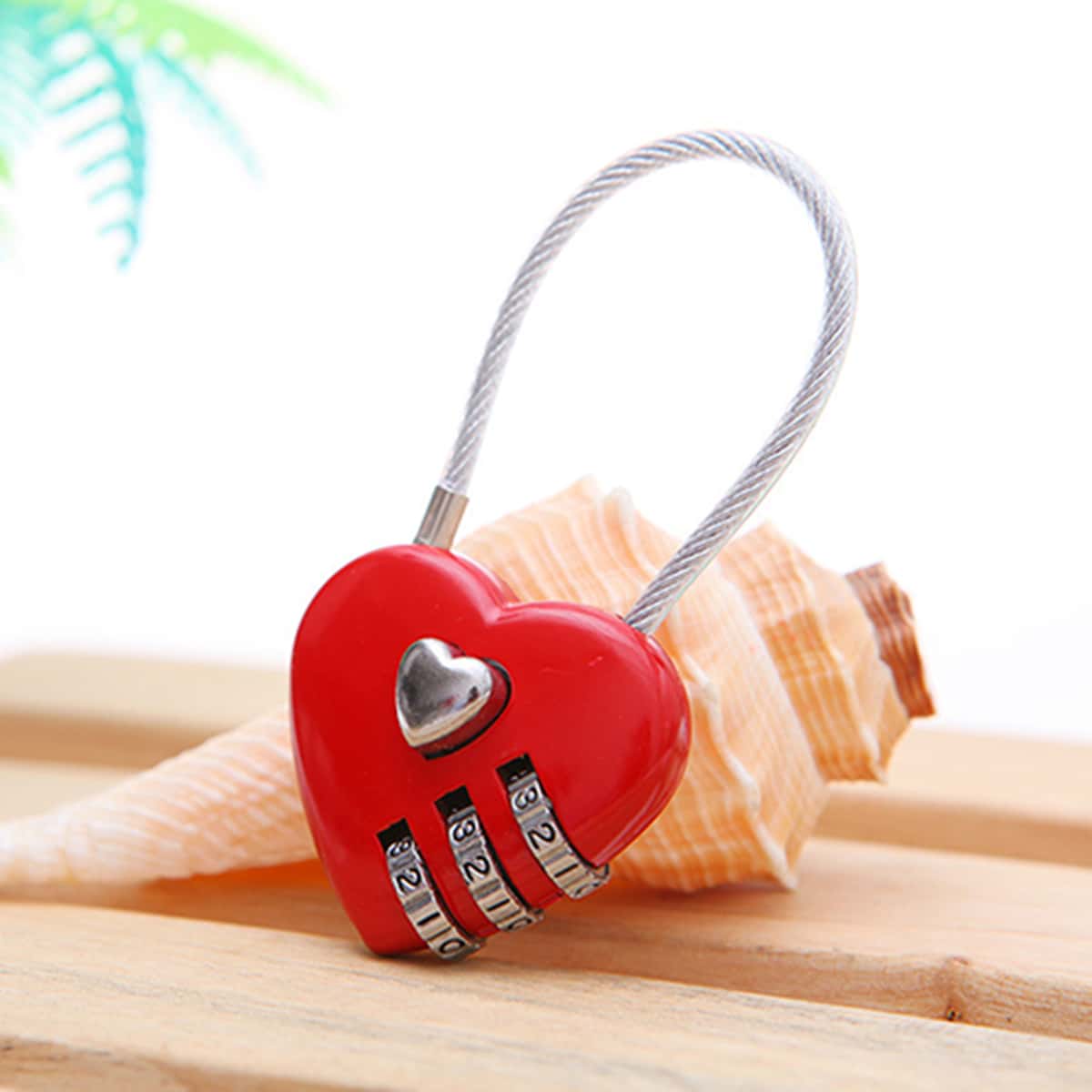 

1pc Heart Shaped Password Lock, Red