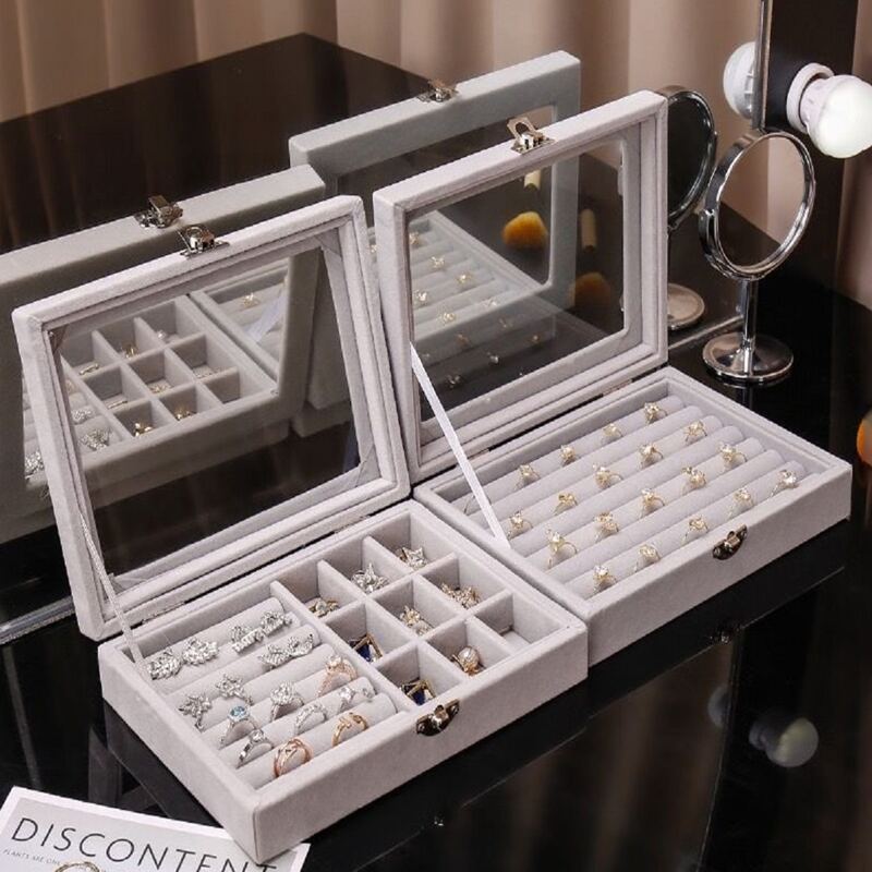 

1pc Ring Storage Box, Grey