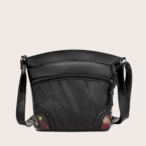 

Braided Detail Crossbody Bag, Black