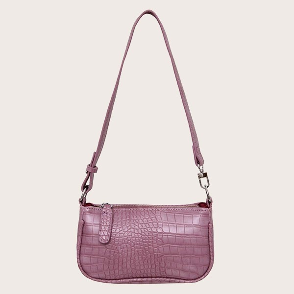 

Croc Embossed Tote Bag, Purple