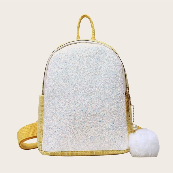

Glitter Decor Braided Backpack, Yellow