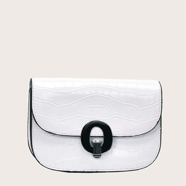 

Croc Embossed Flap Crossbody Bag, White