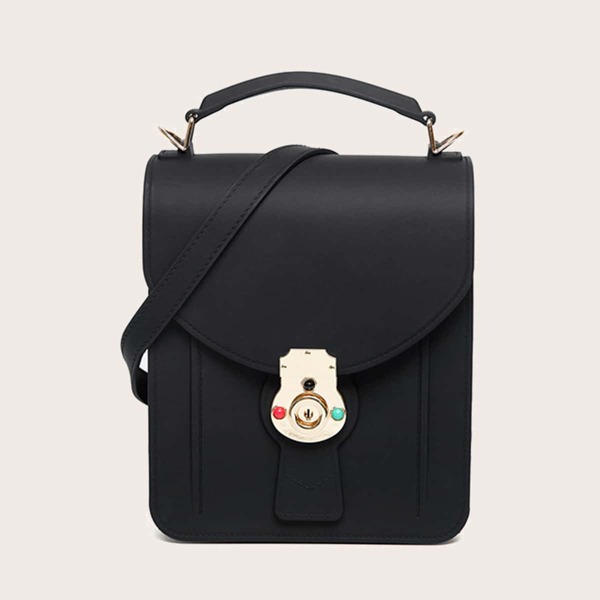 

Minimalist Flap Satchel Bag, Black