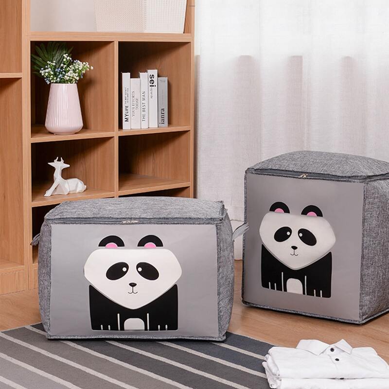 

1pc Panda Print Quilt Storage Bag, Grey