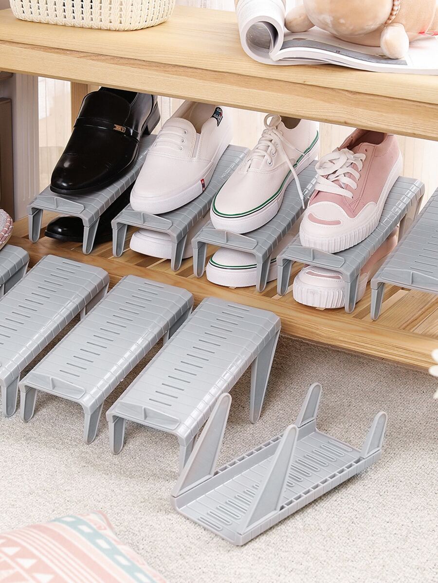1pc Adjustable Shoe Storage Rack - Light Grey - View 1