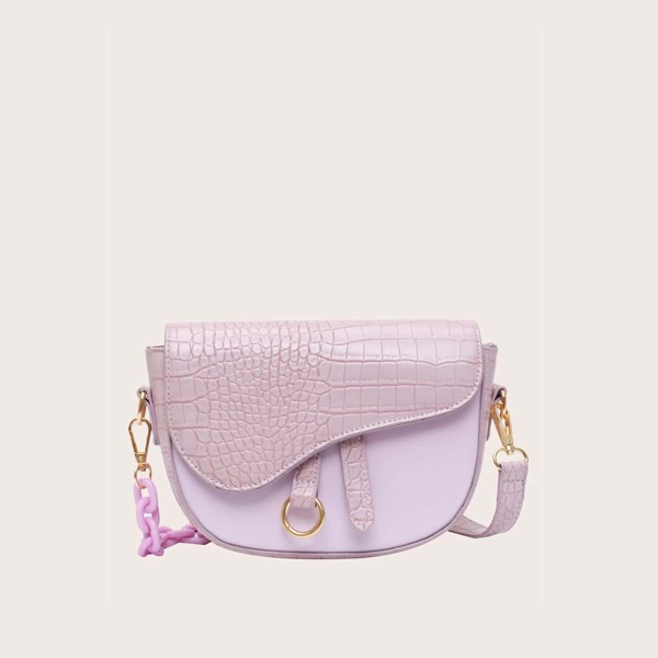 

Croc Embossed Flap Crossbody Bag, Pink