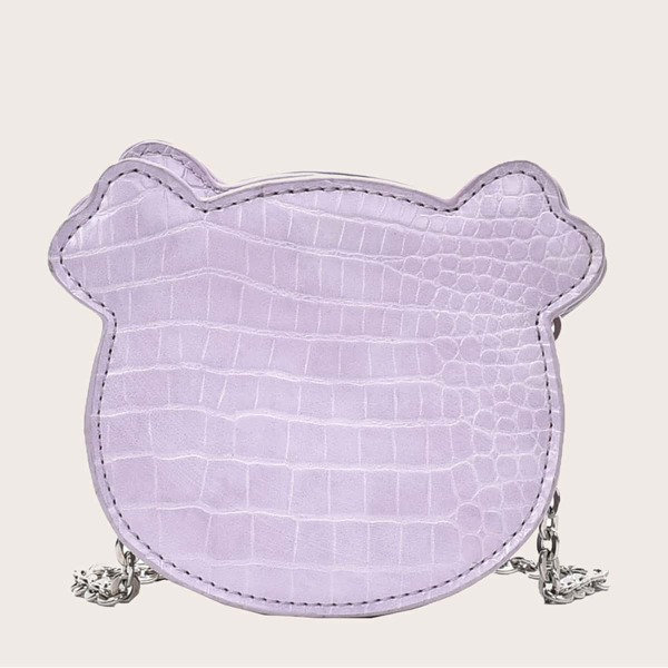 

Mini Croc Embossed Chain Crossbody Bag, Purple
