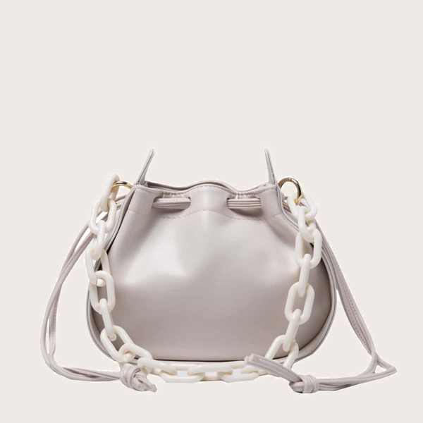 

Minimalist Drawstring Decor Tote Bag, White