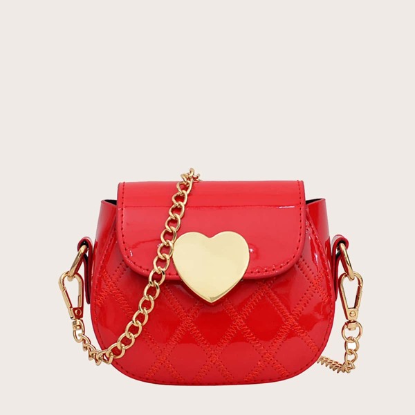 

Girls Quilted Flap Crossbody Bag, Red