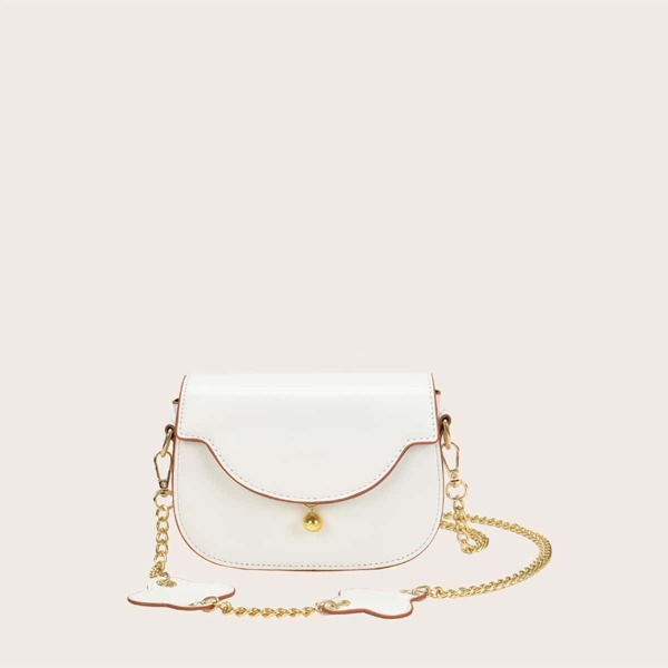 

Minimalist Flap Chain Crossbody Bag, White