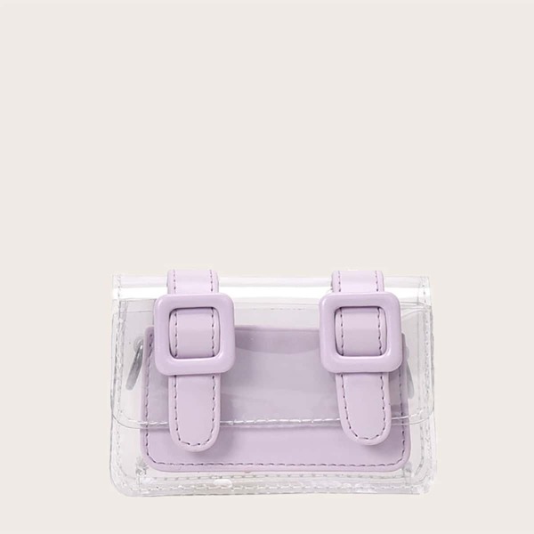 

Girls Buckle Decor Clear Crossbody Bag, Purple