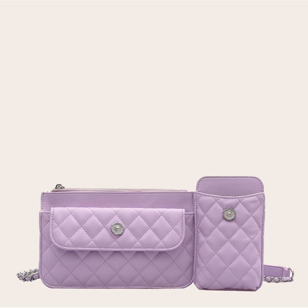 

3pcs Quilted Bag Set, Purple