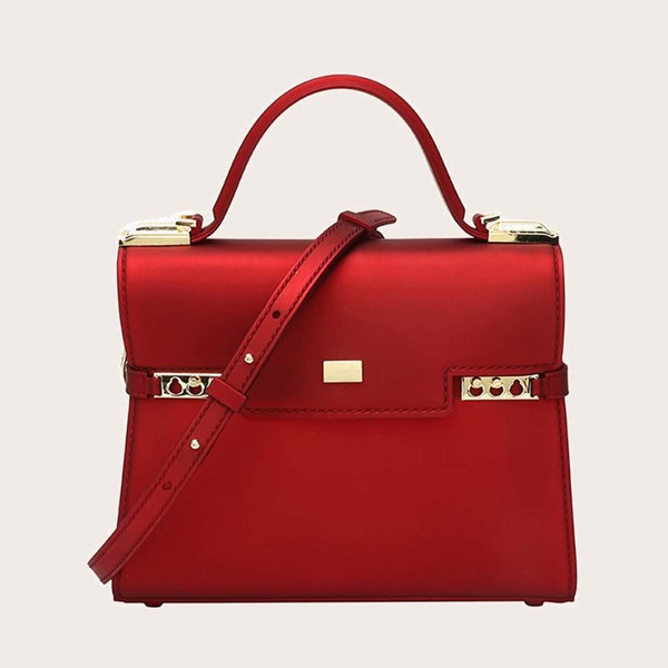 

Minimalist Flap Satchel Bag, Red