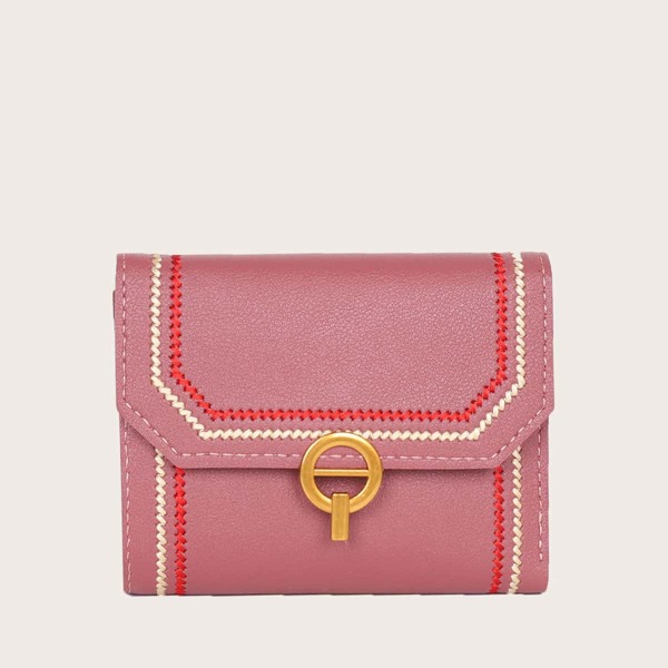 

Contrast Binding Fold Over Purse, Pink