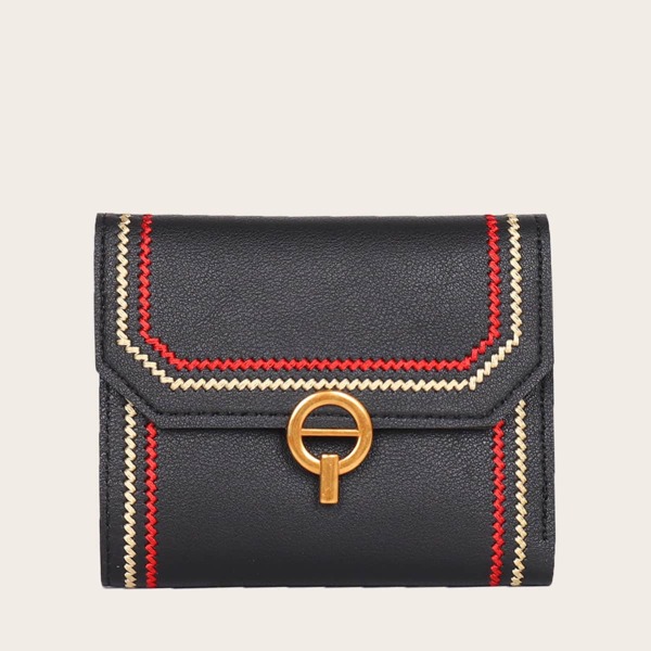

Contrast Binding Fold Over Purse, Black