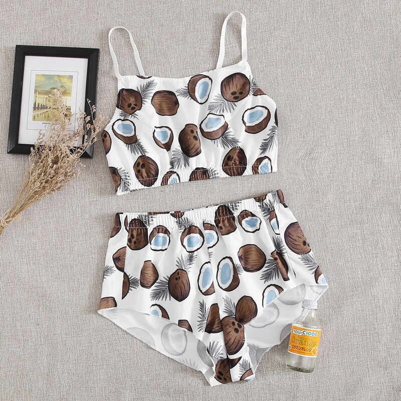 

Allover Coconut Print Cami PJ Set, Multicolor