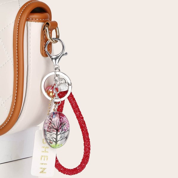 

Tree Graphic Bag Charm, Red