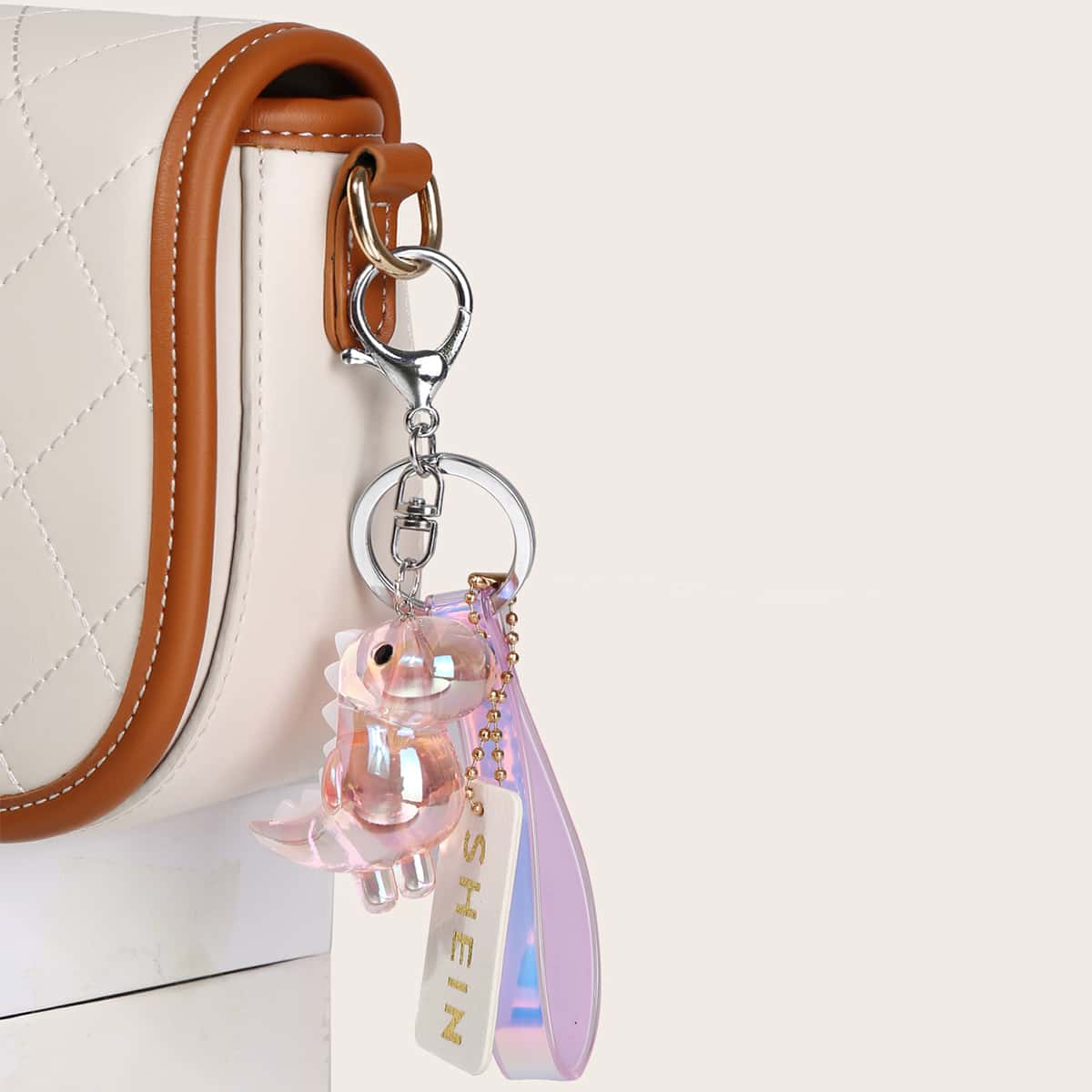 

Cartoon Dinosaur Shaped Bag Charm, Pink