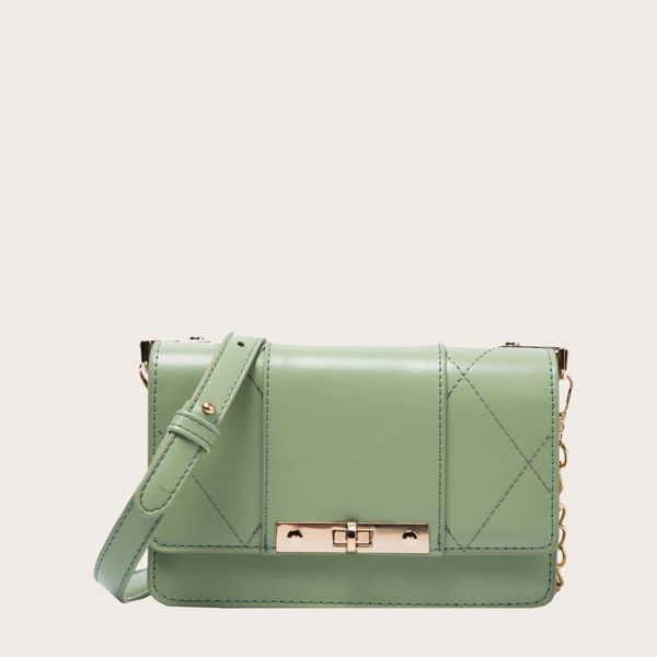 

Quilted Flap Crossbody Bag, Green