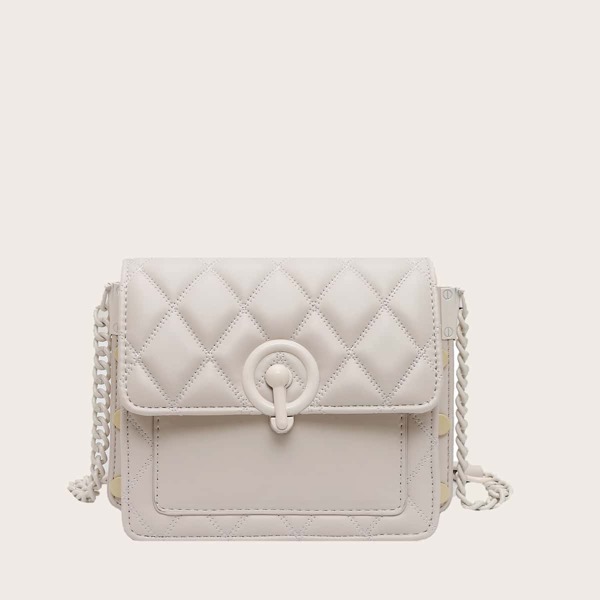

Quilted Flap Crossbody Bag, White