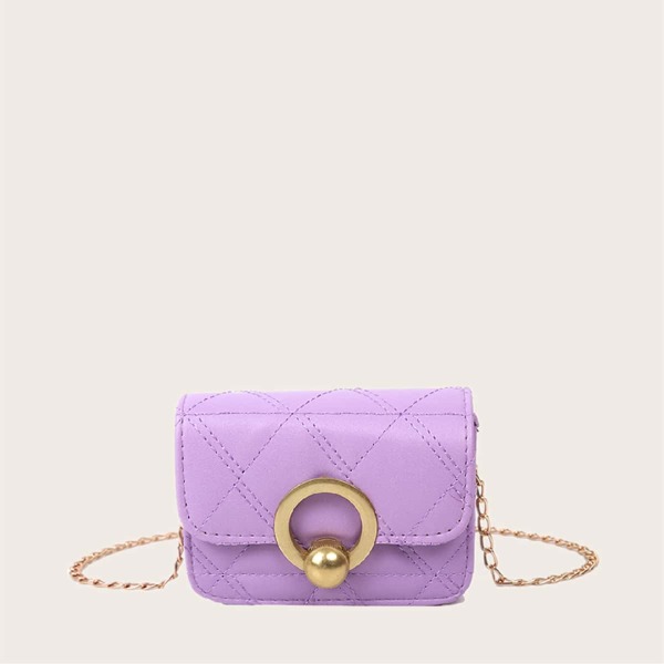 

Girls Quilted Flap Chain Crossbody Bag, Purple