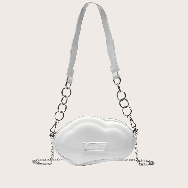 

Minimalist Tote Bag With Chain Handle, White