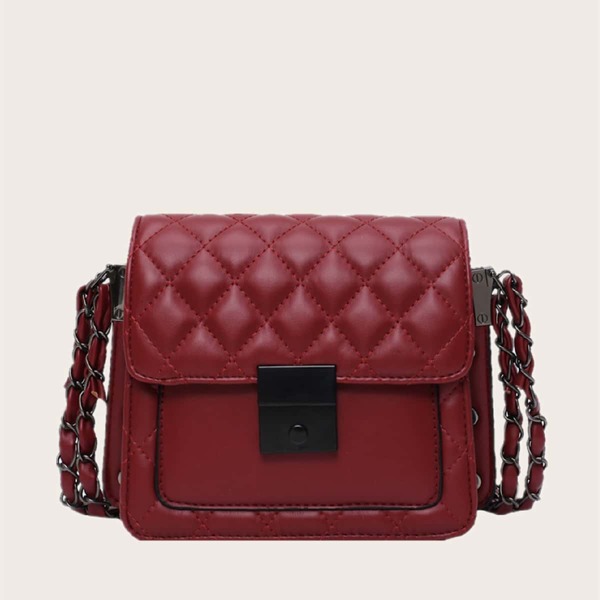 

Quilted Flap Crossbody Bag, Burgundy