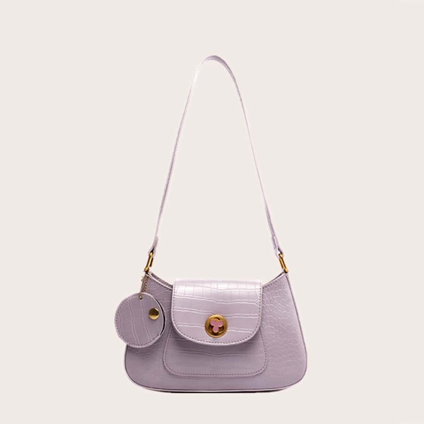 

Croc Embossed Flap Tote Bag, Purple