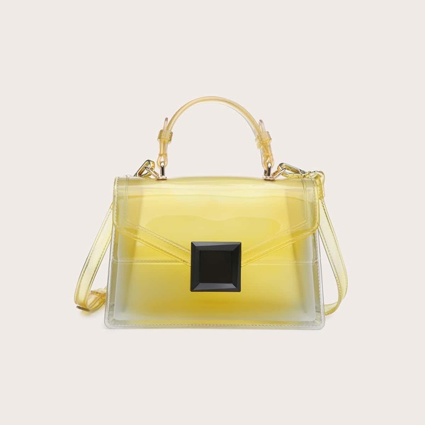 

Clear Flap Satchel Bag, Yellow