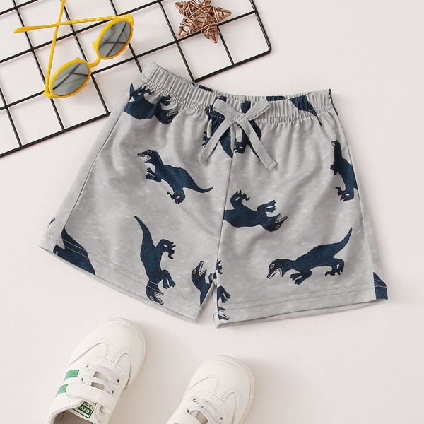 

Toddler Boys Allover Cartoon Dinosaur Print Shorts, Light grey