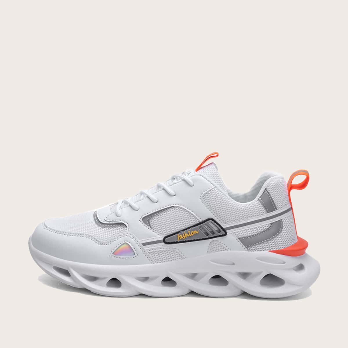 

Guys Mesh Panel Lace-up Front Chunky Sneakers, White