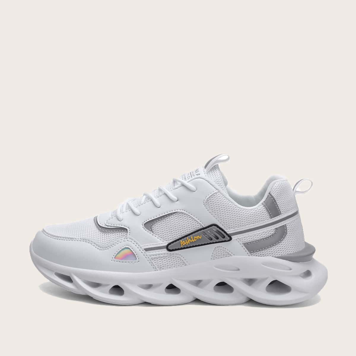 

Guys Mesh Panel Lace-up Front Chunky Sneakers, White
