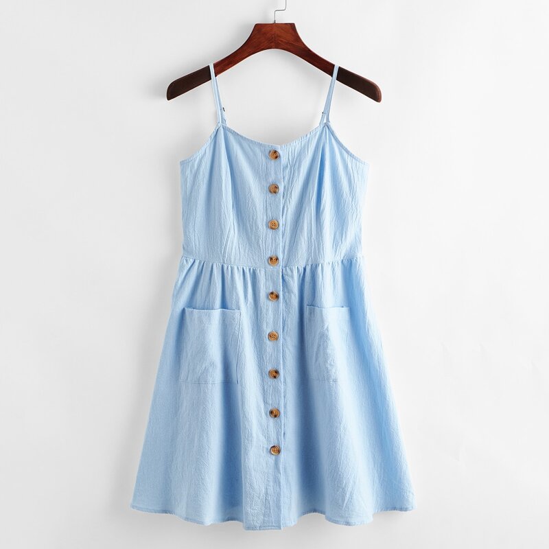 

Blue Button Front Cami Dress