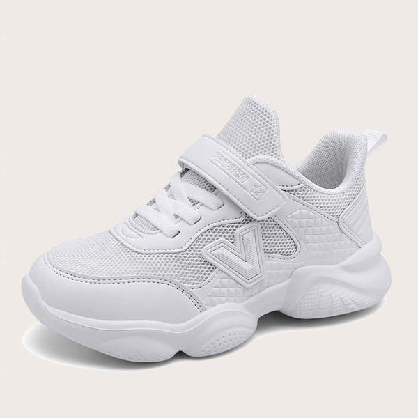 

Boys Lace-up Front Mesh Panel Sneakers, White