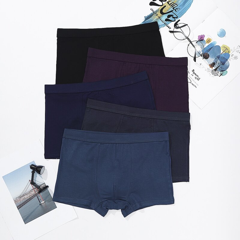 

5Pcs Guys Topstitching Boxer Brief, Multicolor
