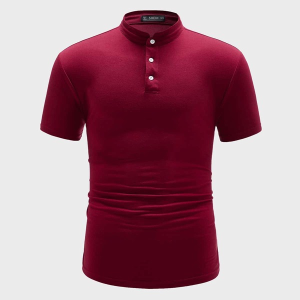 

Men Half Placket Polo Shirt, Burgundy