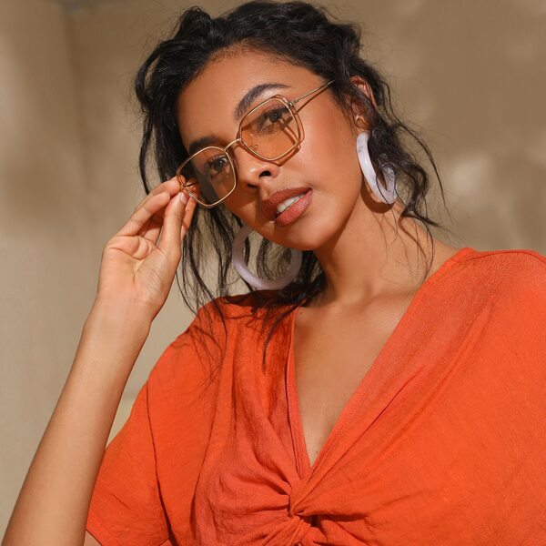 

Polygon Frame Sunglasses, Orange