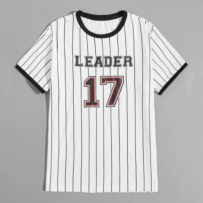 

Guys Letter Graphic Striped Tee, White